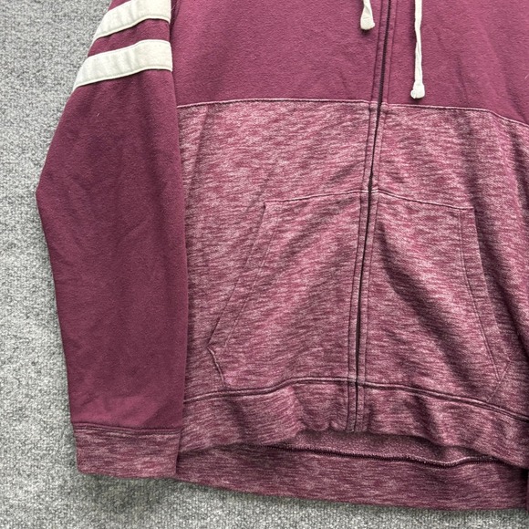 PINK Victoria's Secret Full Zip Hoodie Women's L Burgundy Heathered Love Pink - Picture 11 of 12